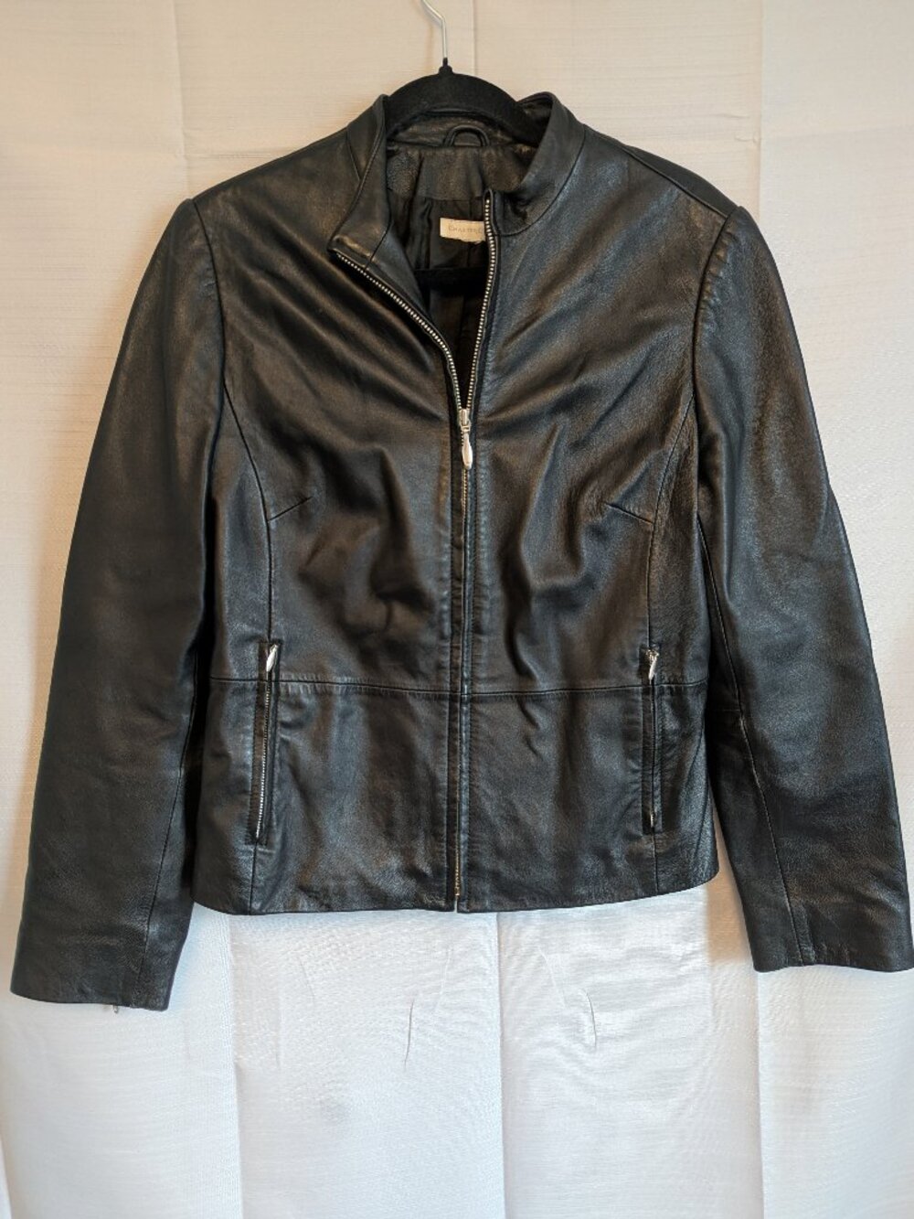 Charter Club - Black Genuine Leather Jacket – Zip Front – No Size Tag